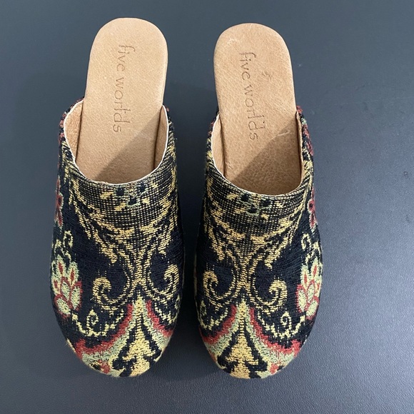 Sundance Cordani Zorba Tapestry Clogs Shoes Cyrilla Five Worlds 70s Retro New - Picture 6 of 15